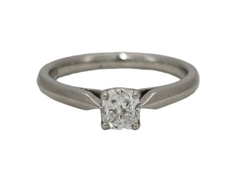 Diamond Solitaire Ring Cushion Cut 0.34ct Gia Certified E Colour Vs2 Clarity Platinum 