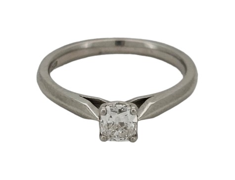 Diamond Solitaire Ring Cushion Cut 0.34ct Gia Certified E Colour Vs2 Clarity Platinum 