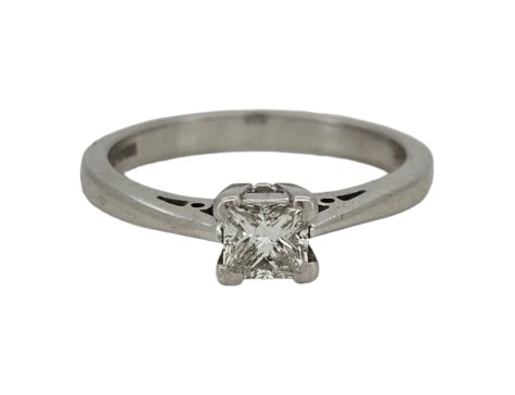 Diamond Solitaire Ring 0.25ct Princess Cut 18ct White Gold 