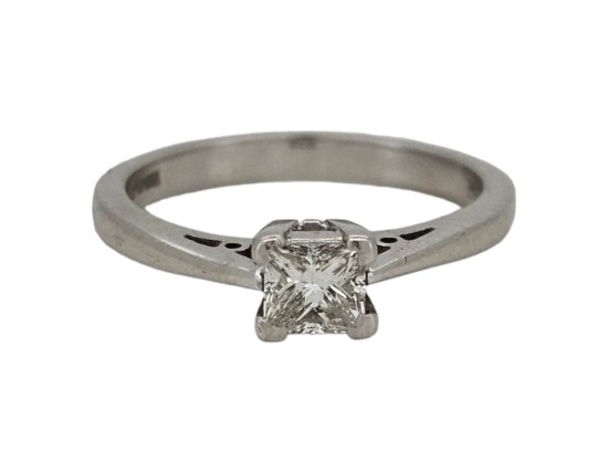 Diamond Solitaire Ring 0.25ct Princess Cut 18ct White Gold 