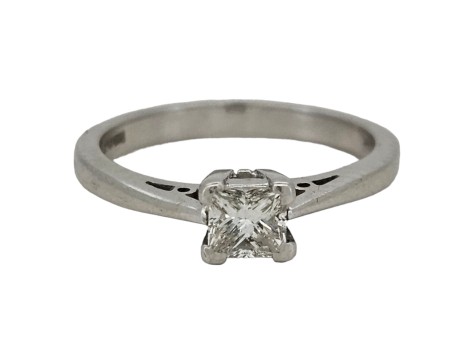 Diamond Solitaire Ring 0.25ct Princess Cut 18ct White Gold 