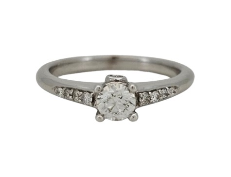 Diamond Solitaire Ring 18ct White Gold Diamond Shoulders  0.50ct G Colour Si Clarity 