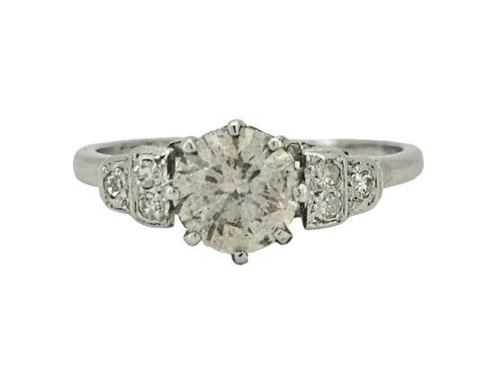Diamond Solitaire Ring 1.15ct Platinum Stepped Tiered 1920s Style