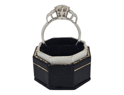 Diamond Solitaire Ring 1.15ct Platinum Stepped Tiered 1920s Style