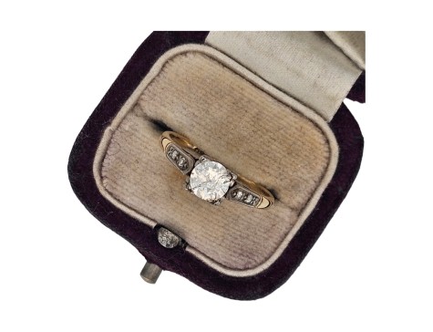 Diamond Solitaire Ring Antique 1930s 18ct & Platinum 0.50ct Transitional Brilliant Cut 