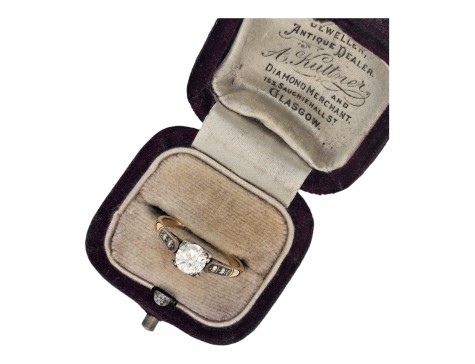 Diamond Solitaire Ring Antique 1930s 18ct & Platinum 0.50ct Transitional Brilliant Cut 