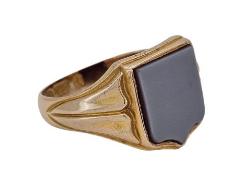 Banded Sardonyx Antique Edwardian Shield Signet Ring 15ct Gold 