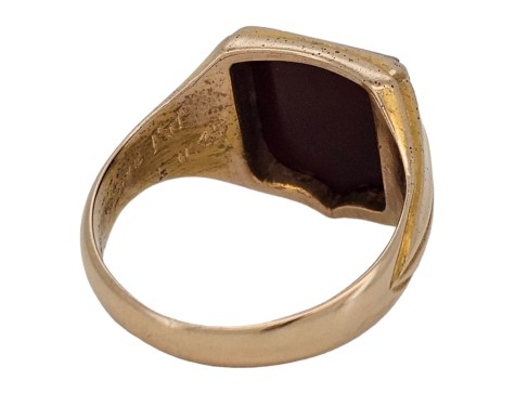 Banded Sardonyx Antique Edwardian Shield Signet Ring 15ct Gold 