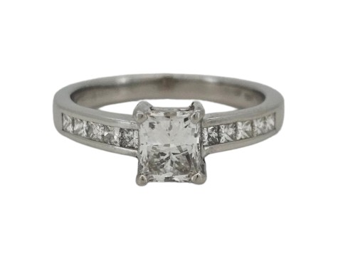 Diamond Solitaire Ring Gia Certified Platinum Modified Brilliant Square Cut 1.00ct G Colour Si Clarity 