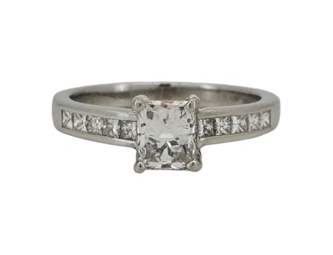 Diamond Solitaire Ring Gia Certified Platinum Modified Brilliant Square Cut 1.00ct G Colour Si Clarity 