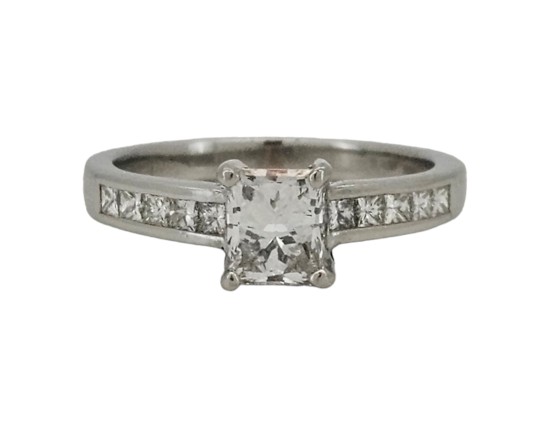 Diamond Solitaire Ring Gia Certified Platinum Modified Brilliant Square Cut 1.00ct G Colour Si Clarity 