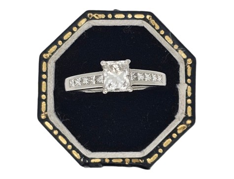 Diamond Solitaire Ring Gia Certified Platinum Modified Brilliant Square Cut 1.00ct G Colour Si Clarity 
