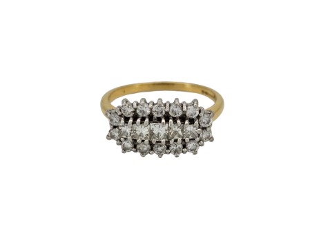 Diamond Boat Cluster Ring 18ct Yellow Gold 1.12ct Princess & Brilliant Cut 