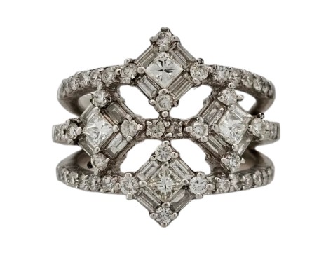 Diamond Dress Statement Cluster Ring 3.00ct 18ct White Gold Openwork 