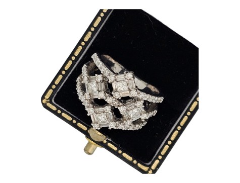 Diamond Dress Statement Cluster Ring 3.00ct 18ct White Gold Openwork 