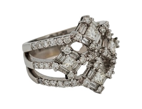 Diamond Dress Statement Cluster Ring 3.00ct 18ct White Gold Openwork 