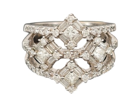 Diamond Dress Statement Cluster Ring 3.00ct 18ct White Gold Openwork 