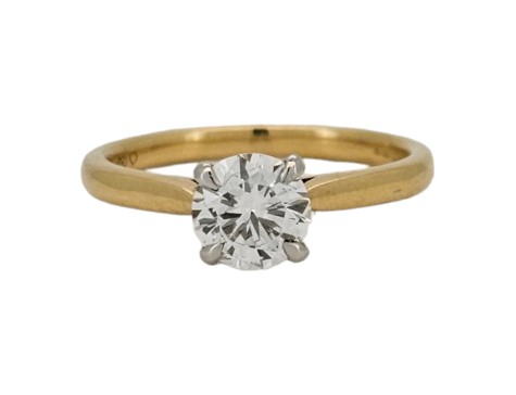 Diamond Solitaire Ring Brilliant Cut 0.90ct Four Claw 18ct Yellow Gold Vs Clarity 