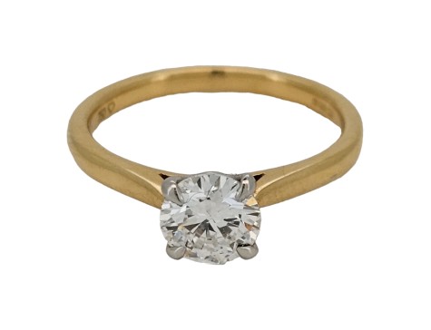 Diamond Solitaire Ring Brilliant Cut 0.90ct Four Claw 18ct Yellow Gold Vs Clarity 