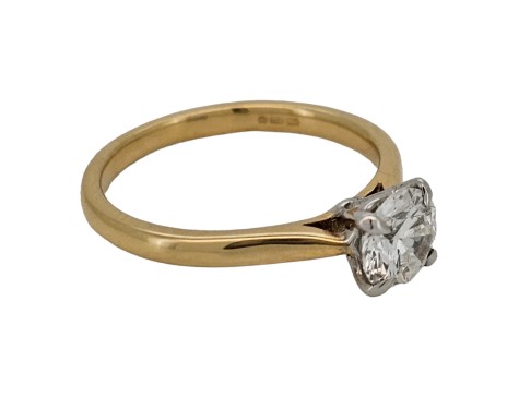 Diamond Solitaire Ring Brilliant Cut 0.90ct Four Claw 18ct Yellow Gold Vs Clarity 