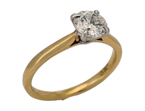 Diamond Solitaire Ring Brilliant Cut 0.90ct Four Claw 18ct Yellow Gold Vs Clarity 