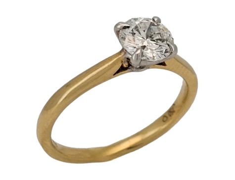 Diamond Solitaire Ring Brilliant Cut 0.90ct Four Claw 18ct Yellow Gold Vs Clarity 