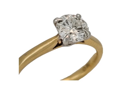Diamond Solitaire Ring Brilliant Cut 0.90ct Four Claw 18ct Yellow Gold Vs Clarity 
