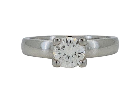 Diamond Solitaire Ring 18ct White Gold Brilliant Cut 0.79ct Wide Shank G Colour Si Clarity 