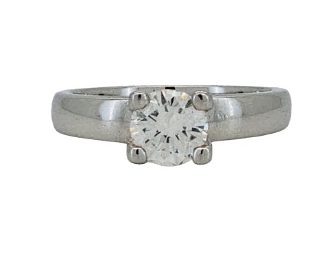 Diamond Solitaire Ring 18ct White Gold Brilliant Cut 0.79ct Wide Shank G Colour Si Clarity 