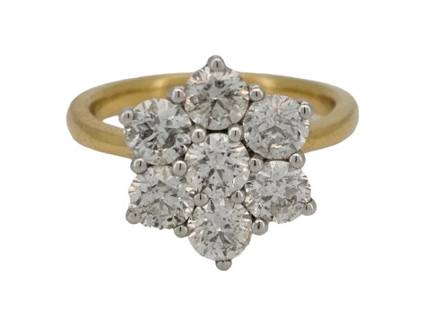 Diamond Daisy Cluster Ring 18ct Yellow Gold 2.20ct G Colour Si Clarity Seven Stone