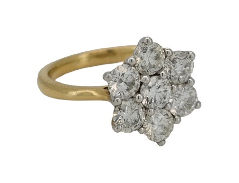Diamond Daisy Cluster Ring 18ct Yellow Gold 2.20ct G Colour Si Clarity Seven Stone