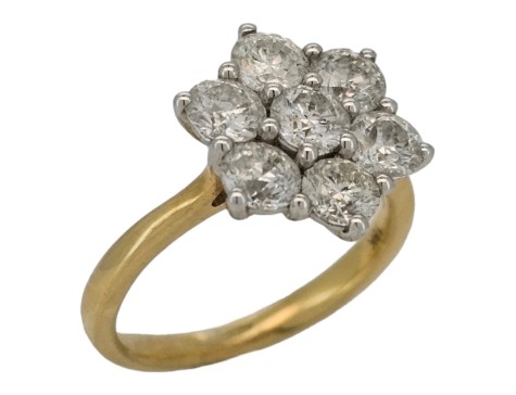 Diamond Daisy Cluster Ring 18ct Yellow Gold 2.20ct G Colour Si Clarity Seven Stone