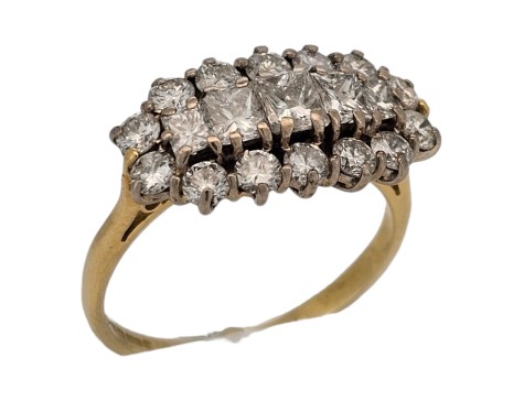 Diamond Boat Cluster Ring 2.00ct 18ct Yellow Gold G Colour Si Clarity 