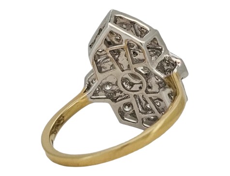 Diamond Cluster Ring Art Deco Inspired Kite 18ct Yellow Gold 1.00ct