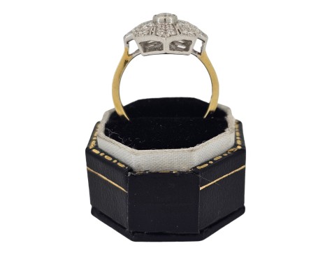 Diamond Cluster Ring Art Deco Inspired Kite 18ct Yellow Gold 1.00ct