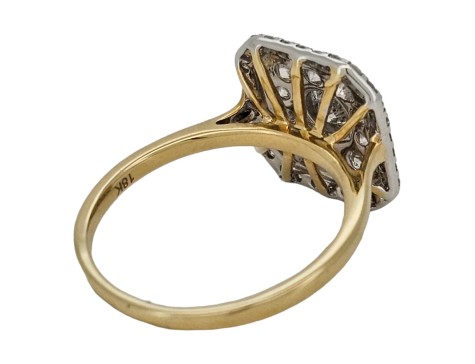 Diamond Cluster Target Ring Art Deco Inspired 18ct Yellow Gold 1.00ct 