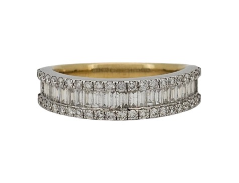 Diamond Eternity Band Ring 18ct White & Yellow Gold 0.76ct Baguette Brilliant Cut 