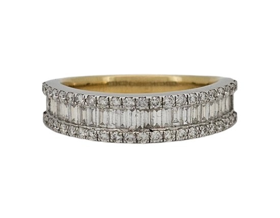 Diamond Eternity Band Ring 18ct White & Yellow Gold 0.76ct Baguette Brilliant Cut 