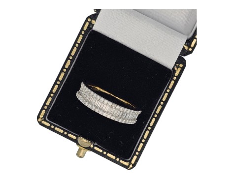 Diamond Eternity Band Ring 18ct White & Yellow Gold 0.76ct Baguette Brilliant Cut 