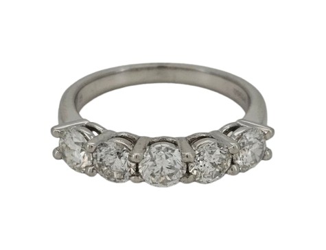 Diamond Five Stone Eternity Band Ring 1.50ct Platinum Brilliant Cut 