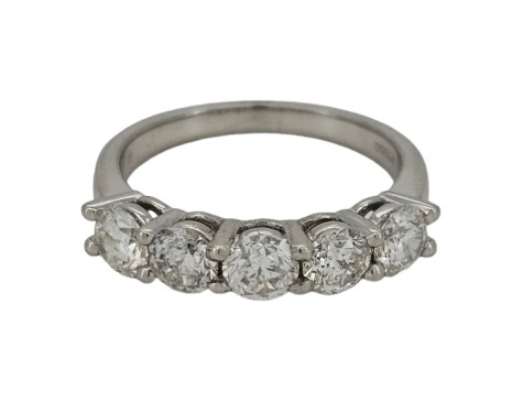 Diamond Five Stone Eternity Band Ring 1.50ct Platinum Brilliant Cut 