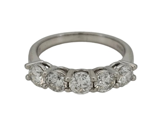 Diamond Five Stone Eternity Band Ring 1.50ct Platinum Brilliant Cut 