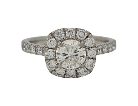 Diamond Solitaire Halo Cluster Ring Platinum 1.50ct G Colour Si Clarity Brilliant Cut