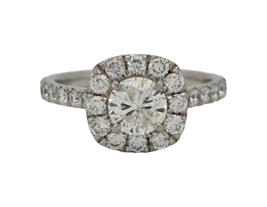 Diamond Solitaire Halo Cluster Ring Platinum 1.50ct G Colour Si Clarity Brilliant Cut