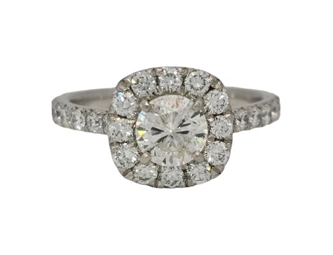 Diamond Solitaire Halo Cluster Ring Platinum 1.50ct G Colour Si Clarity Brilliant Cut