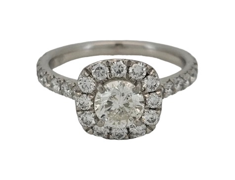 Diamond Solitaire Halo Cluster Ring Platinum 1.50ct G Colour Si Clarity Brilliant Cut