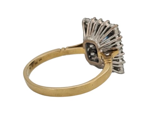 Aquamarine & Diamond Cluster Dress Ring 18ct Yellow Gold Oblong 2.50ct 