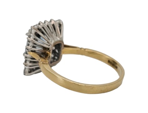 Aquamarine & Diamond Cluster Dress Ring 18ct Yellow Gold Oblong 2.50ct 