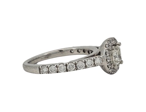 Diamond Solitaire Halo Cluster Ring 1.00ct Princess Brilliant Cut F-G Colour Si Clarity Platinum 