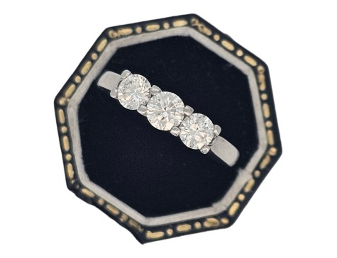 Diamond Trilogy Three Stone Ring Platinum 1.00ct F-G Colour Si Clarity Brilliant Cut 